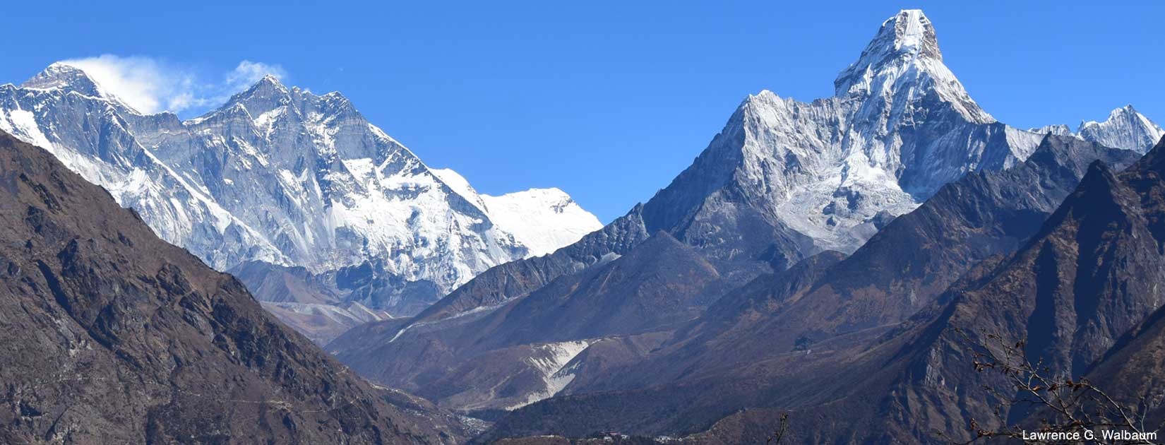 View of Mt Everest and Amadablam from Namche bazar